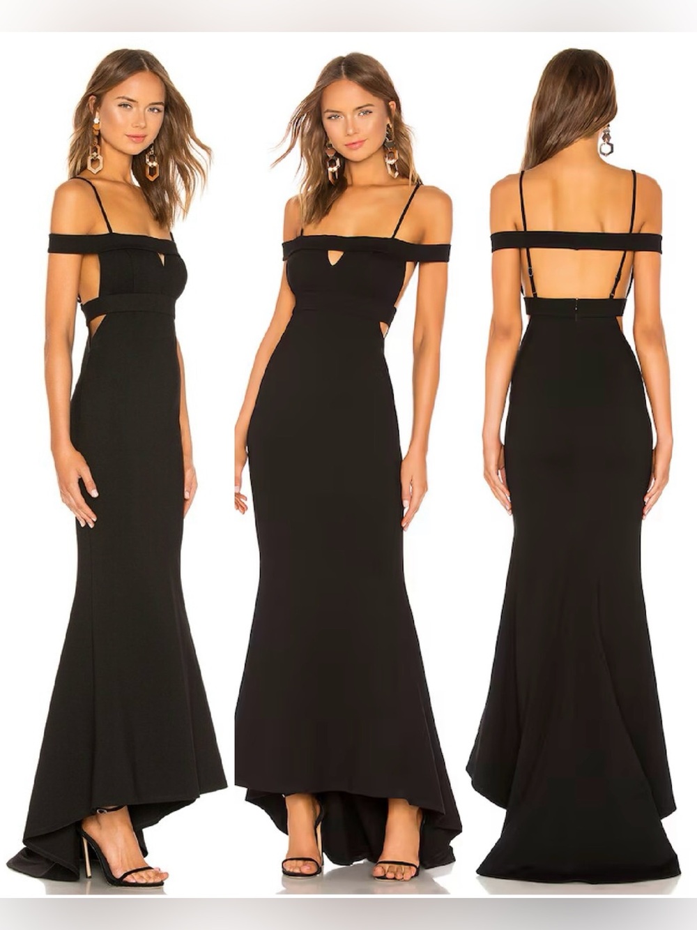$268 LOVERS + FRIENDS BLACKTIE FORMAL BLACK GOWN WEDDING CAMILA COELHO CULT GAIA